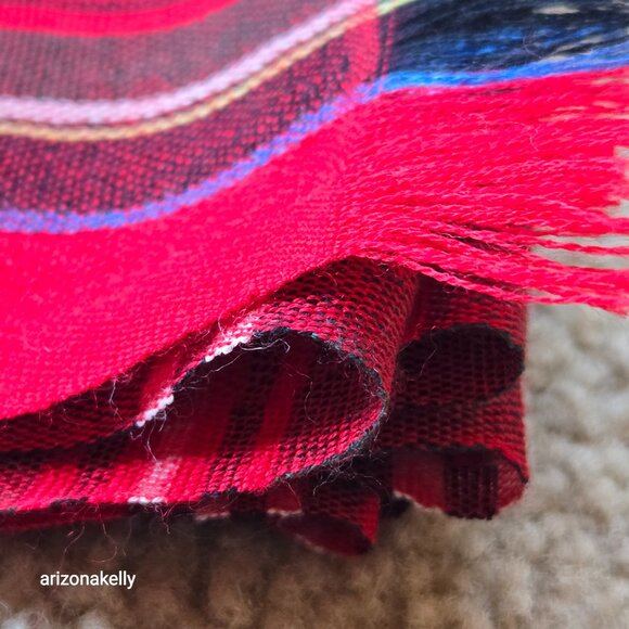 Drake's (?) Merino Wool Tartan Red Plaid Scarf - Picture 13 of 13